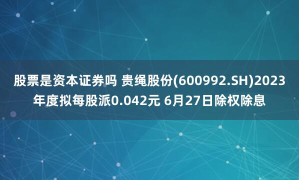 股票是资本证券吗 贵绳股份(600992.SH)2023年度拟每股派0.042元 6月27日除权除息