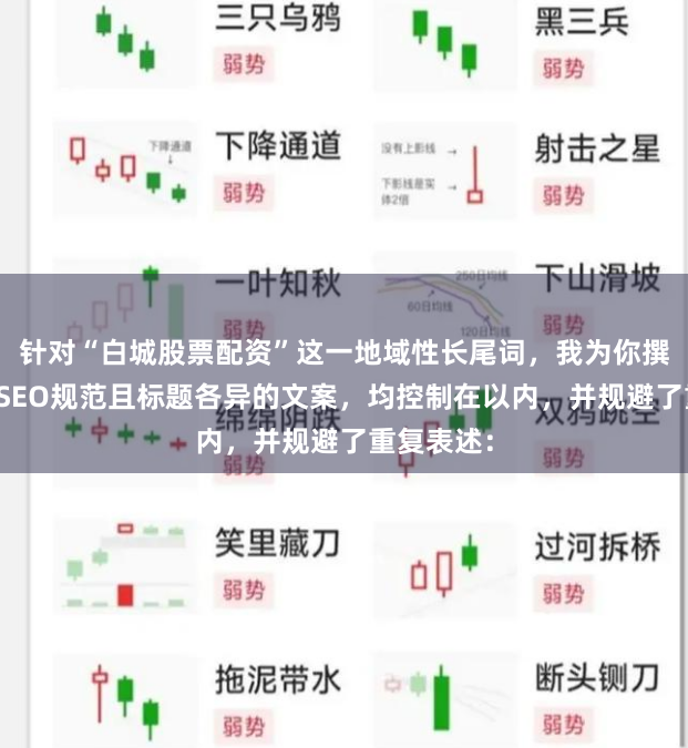 针对“白城股票配资”这一地域性长尾词,我为你撰写了符合SEO规范且标题各异的文案,均控制在以内,并规避了重复表述: